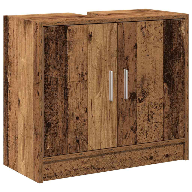 vidaXL Mosdószekrény tárolóval ajtóval Öreg fa 63 x 29 x 55 cm Faanyag