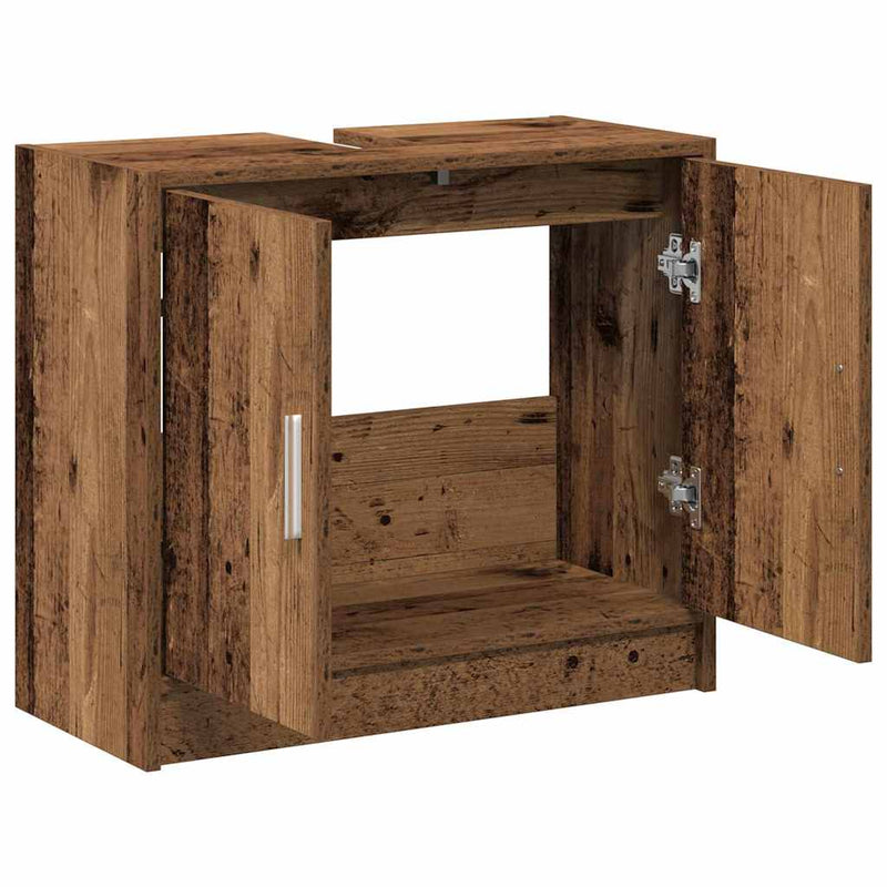 vidaXL Mosdószekrény tárolóval ajtóval Öreg fa 63 x 29 x 55 cm Faanyag