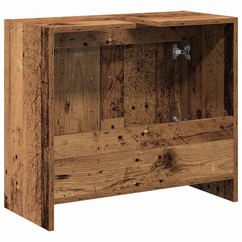 vidaXL Mosdószekrény tárolóval ajtóval Öreg fa 63 x 29 x 55 cm Faanyag