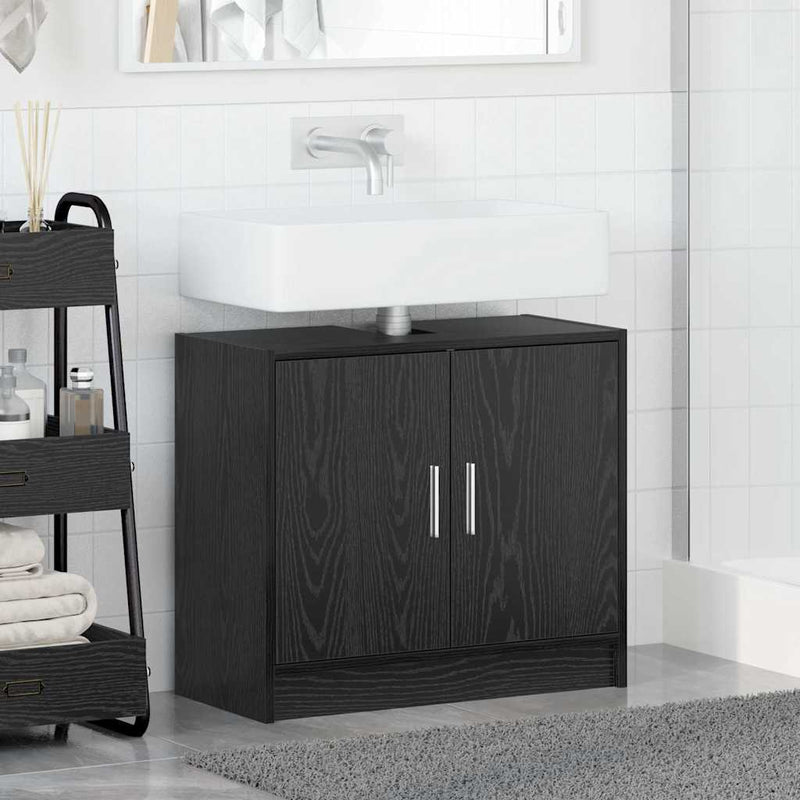 vidaXL Mosdószekrény tárolóval Fekete tölgy 63 x 29 x 55 cm Faanyag