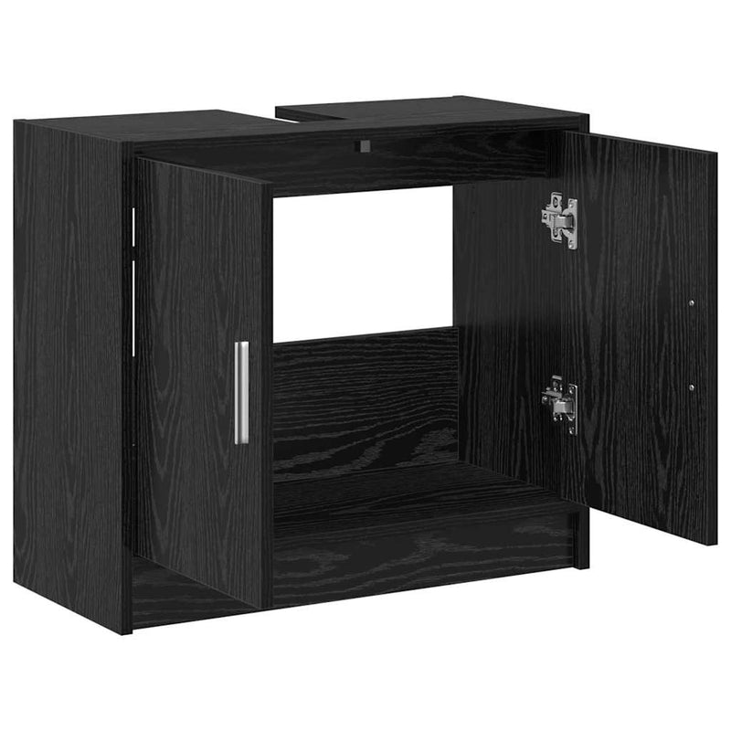 vidaXL Mosdószekrény tárolóval Fekete tölgy 63 x 29 x 55 cm Faanyag