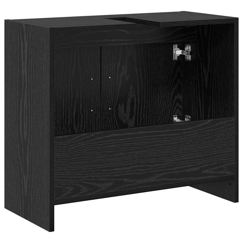 vidaXL Mosdószekrény tárolóval Fekete tölgy 63 x 29 x 55 cm Faanyag
