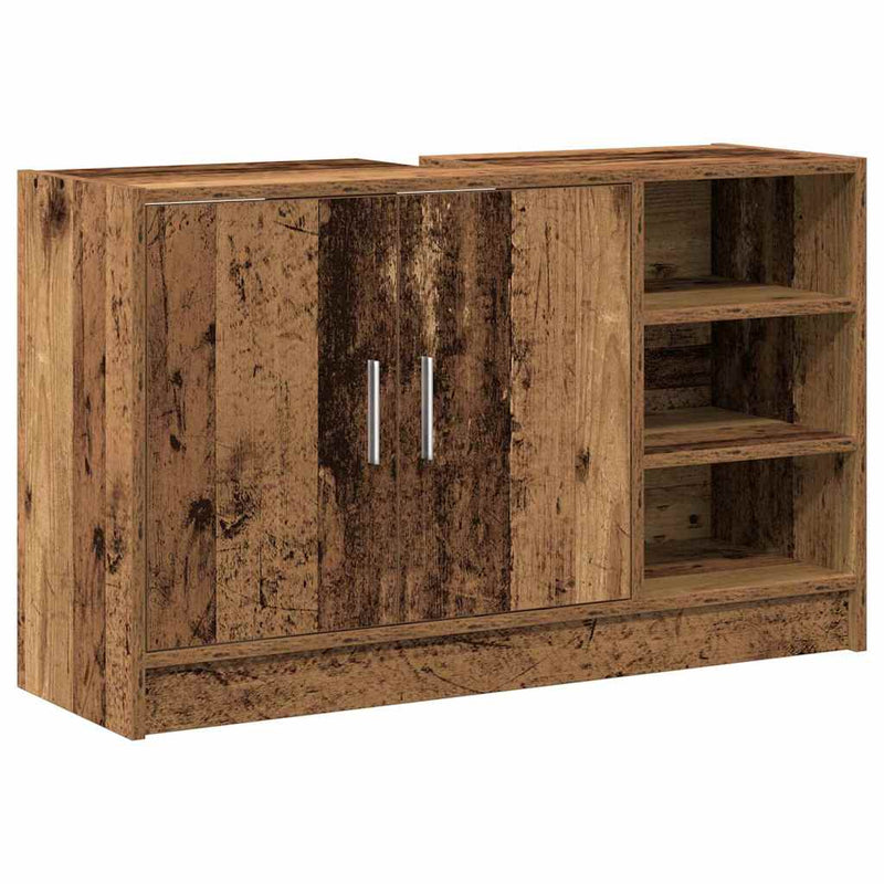 vidaXL Mosdószekrény tárolóval ajtóval Öreg fa 90 x 29 x 55 cm Faanyag