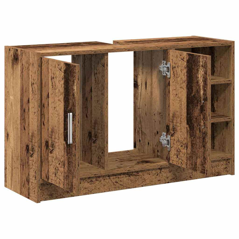 vidaXL Mosdószekrény tárolóval ajtóval Öreg fa 90 x 29 x 55 cm Faanyag