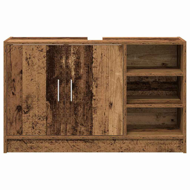 vidaXL Mosdószekrény tárolóval ajtóval Öreg fa 90 x 29 x 55 cm Faanyag