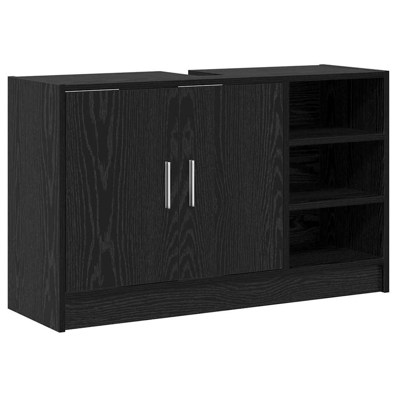 vidaXL Mosdószekrény tárolóval Fekete tölgy 90 x 29 x 55 cm Faanyag