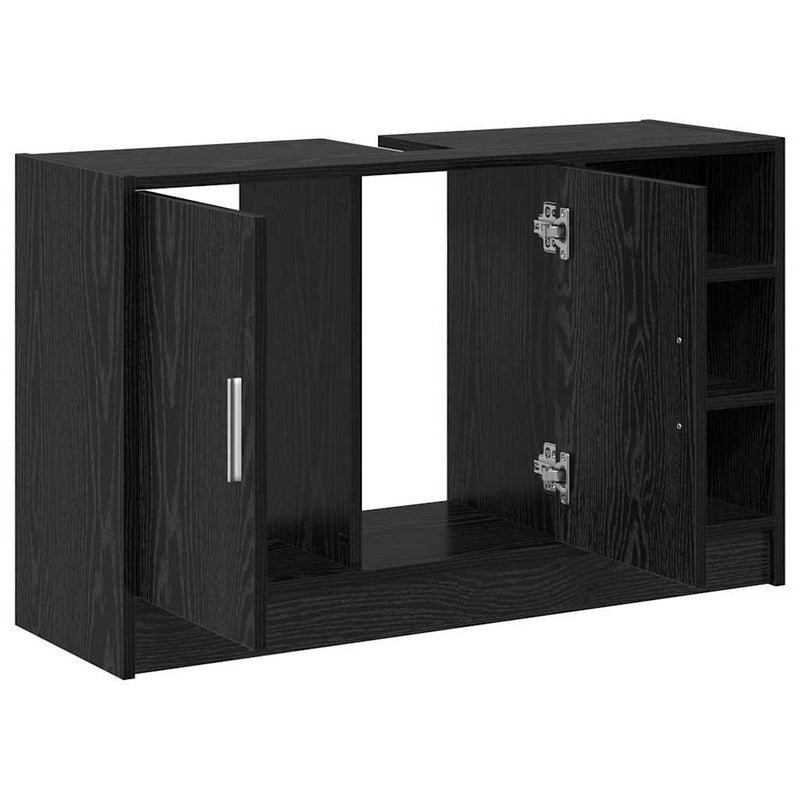 vidaXL Mosdószekrény tárolóval Fekete tölgy 90 x 29 x 55 cm Faanyag
