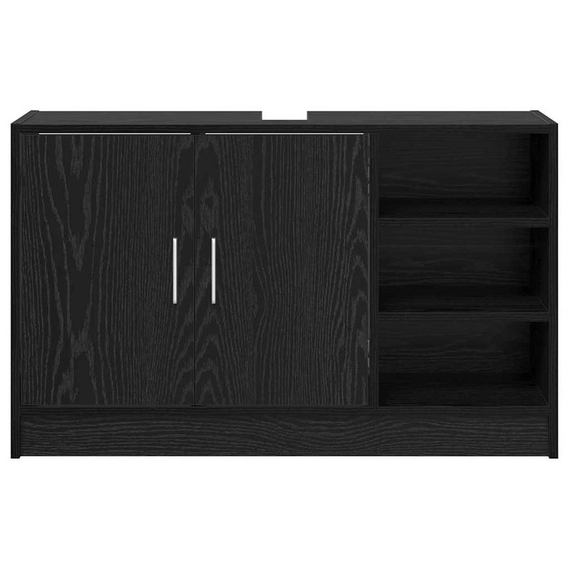 vidaXL Mosdószekrény tárolóval Fekete tölgy 90 x 29 x 55 cm Faanyag