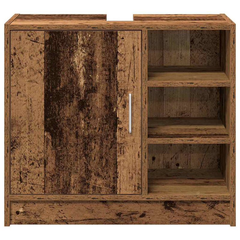vidaXL Mosdószekrény tárolóval ajtóval Öreg fa 63 x 29 x 55 cm Faanyag
