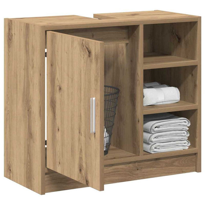 vidaXL Mosdószekrény tárolóval Artisan tölgy 63 x 29 x 55 cm Faanyag