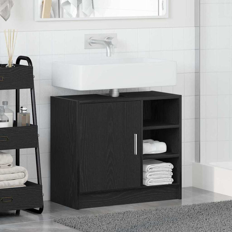 vidaXL Mosdószekrény tárolóval Fekete tölgy 63 x 29 x 55 cm Faanyag