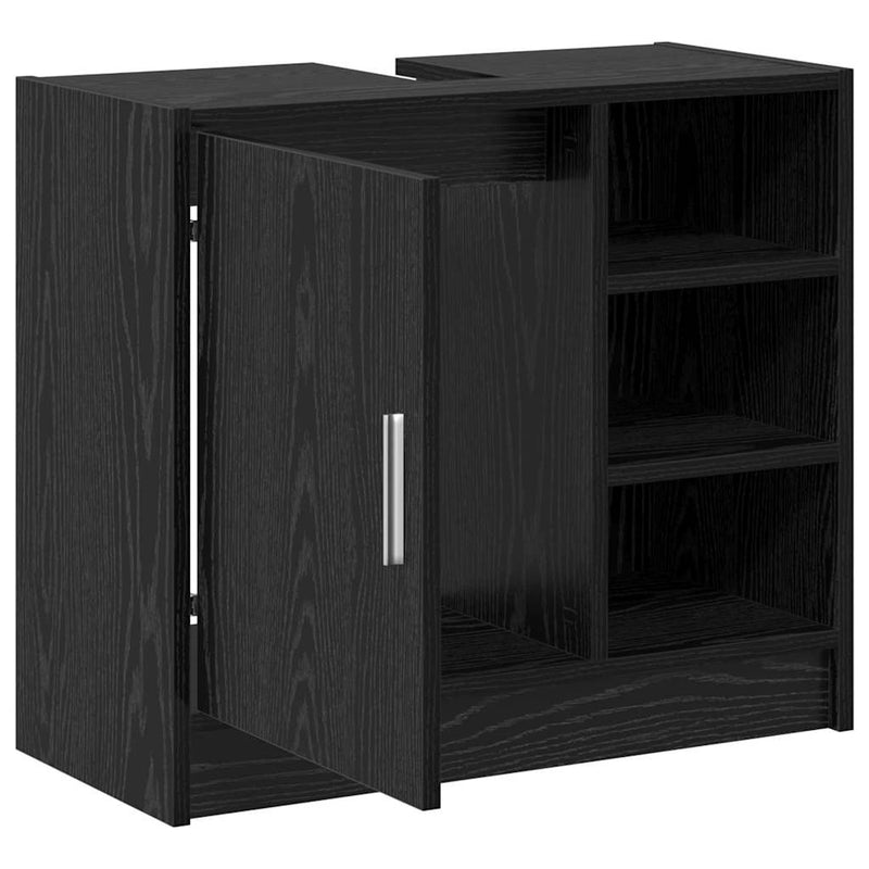 vidaXL Mosdószekrény tárolóval Fekete tölgy 63 x 29 x 55 cm Faanyag