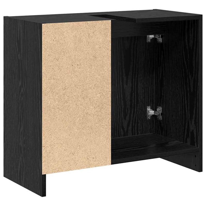 vidaXL Mosdószekrény tárolóval Fekete tölgy 63 x 29 x 55 cm Faanyag