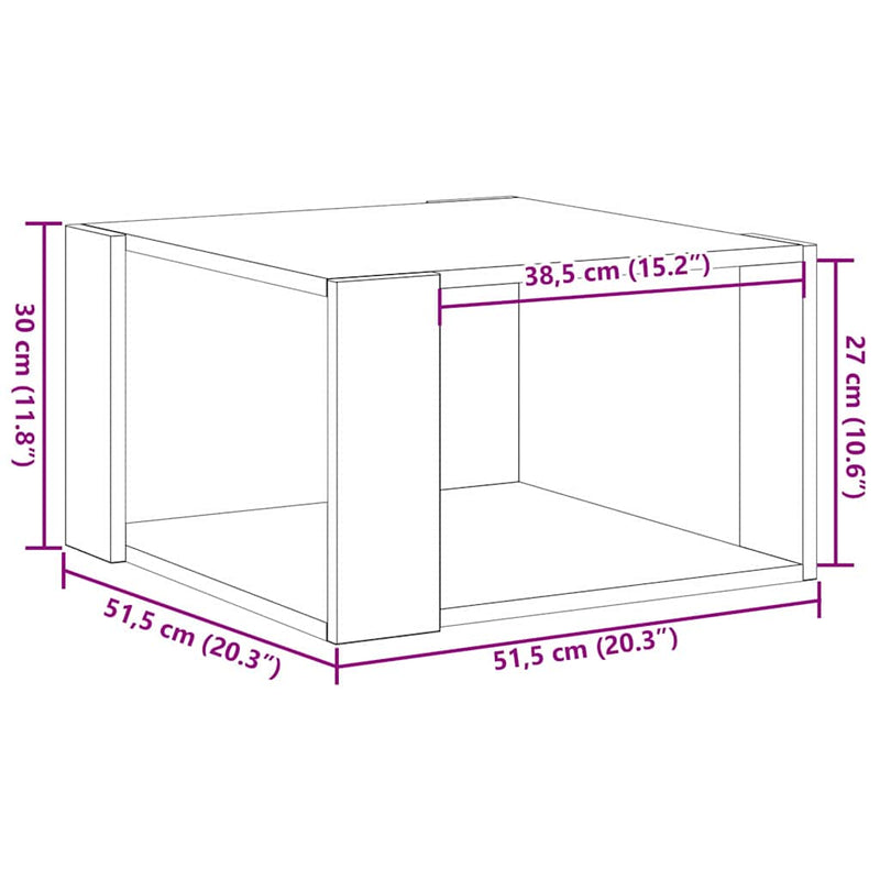 vidaXL Dohányzóasztal Régi fa 51.5 x 51.5 x 30 cm Faanyag