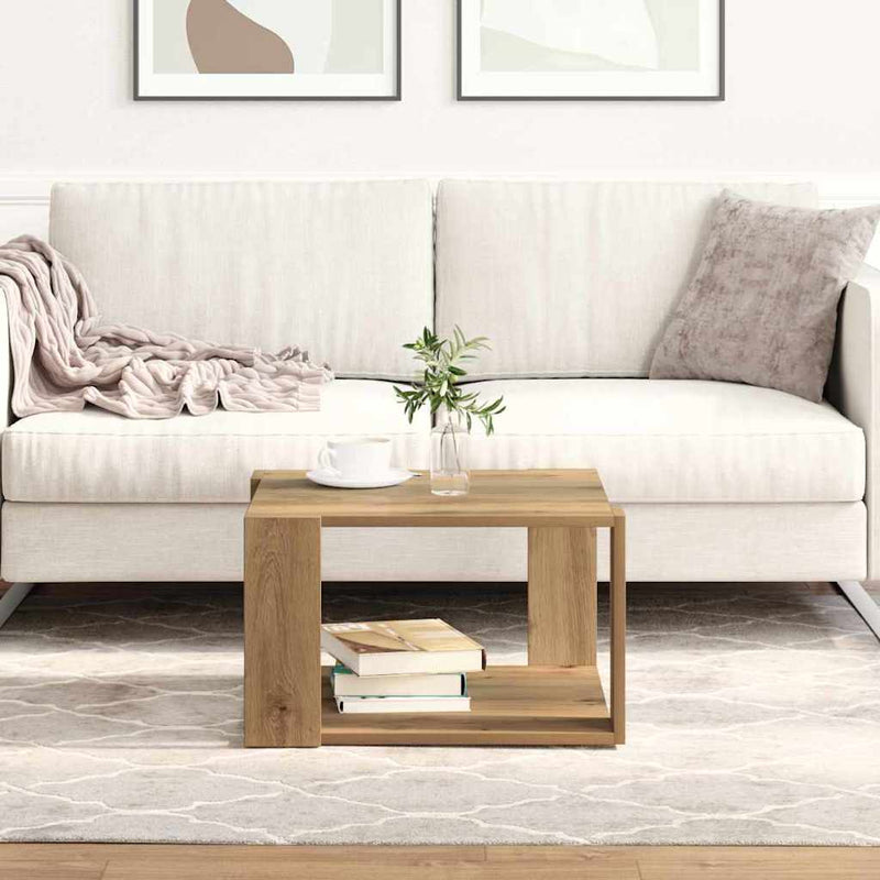 vidaXL Dohányzóasztal kézműves tölgy 51.5 x 51.5 x 30 cm Faanyag