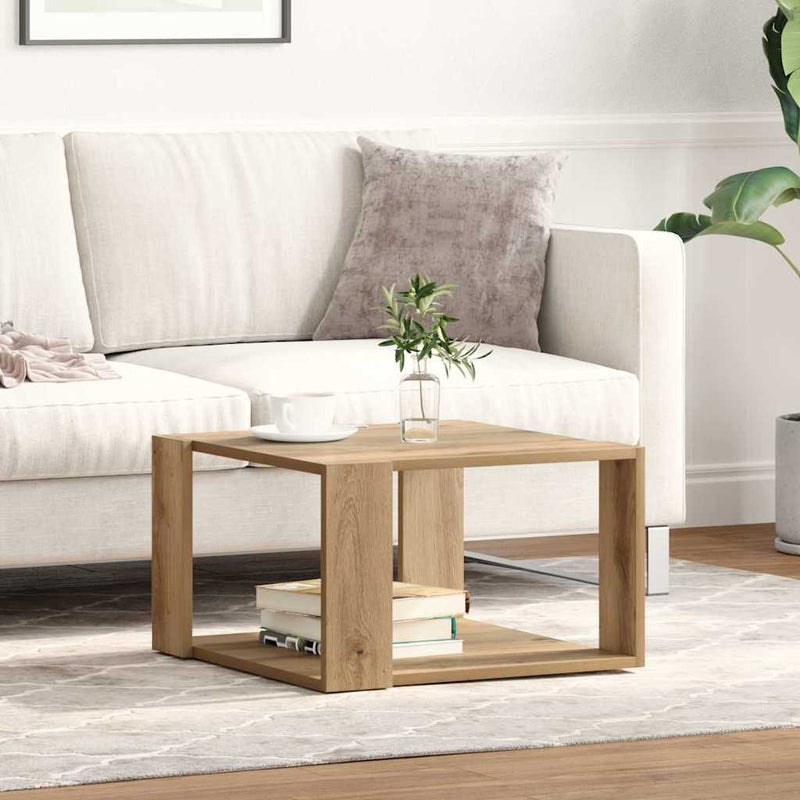 vidaXL Dohányzóasztal kézműves tölgy 51.5 x 51.5 x 30 cm Faanyag