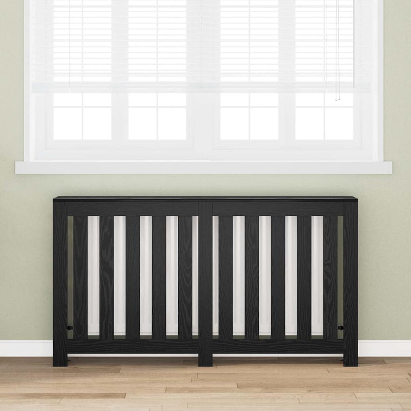 vidaXL Radiátor fedezék Fekete tölgy 149 x 20 x 82 cm Faanyag