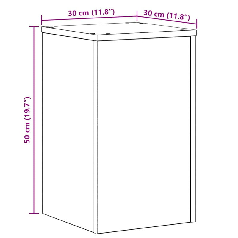 vidaXL Növényállvány 2 pcs Fekete tölgy 30 x 30 x 50 cm Faanyag