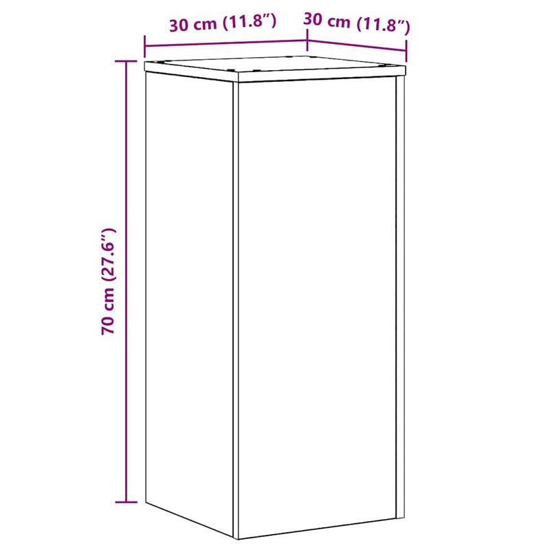 vidaXL Növényállvány 2 pcs Musta tammi 30 x 30 x 70 cm Faanyag