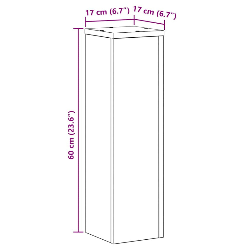 vidaXL Növényállvány 2 pcs Fekete tölgy 17 x 17 x 60 cm Faanyag