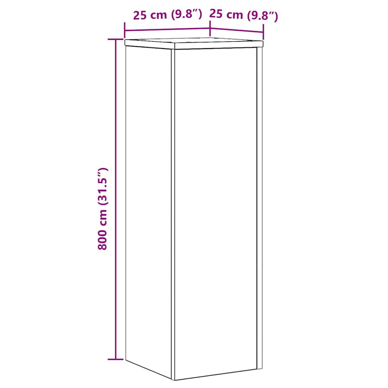 vidaXL Növényállvány 2 pcs Musta tammi 25 x 25 x 80 cm Faanyag