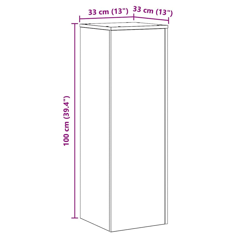 vidaXL Növényállvány Fekete tölgy 33 x 33 x 100 cm Faanyag