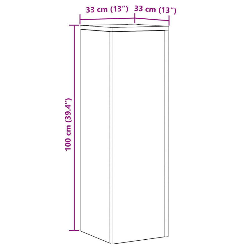 vidaXL Növényállvány Fekete tölgy 33 x 33 x 100 cm Faanyag