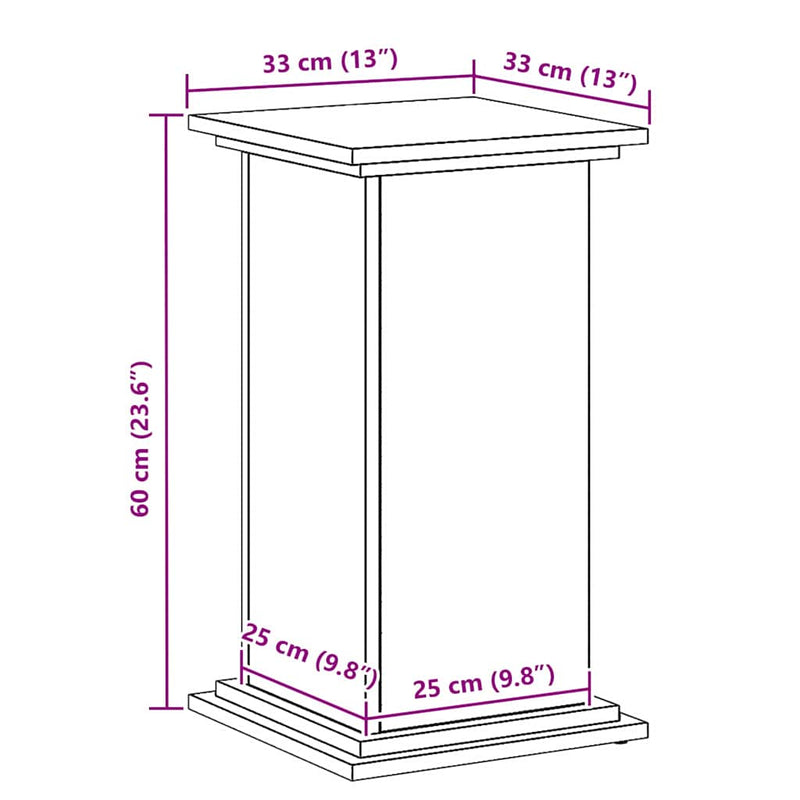 vidaXL Növényállvány Fekete tölgy 33 x 33 x 60 cm Faanyag