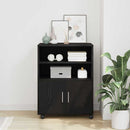 vidaXL Cabinet polcokkal kerékkel Fekete tölgy 60 x 48 x 74.5 cm