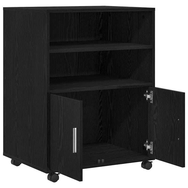 vidaXL Görgős Szekrény polcokkal Musta tammi 60 x 48 x 81 cm Faanyag