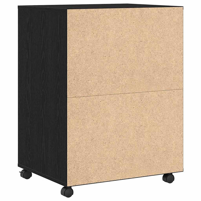 vidaXL Görgős Szekrény polcokkal Musta tammi 60 x 48 x 81 cm Faanyag