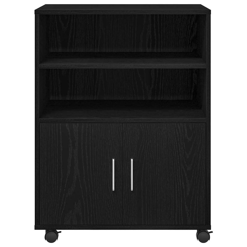 vidaXL Görgős Szekrény polcokkal Musta tammi 60 x 48 x 81 cm Faanyag