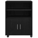 vidaXL Cabinet polcokkal kerékkel Fekete tölgy 60 x 48 x 74.5 cm