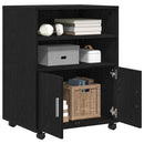 vidaXL Cabinet polcokkal kerékkel Fekete tölgy 60 x 48 x 74.5 cm
