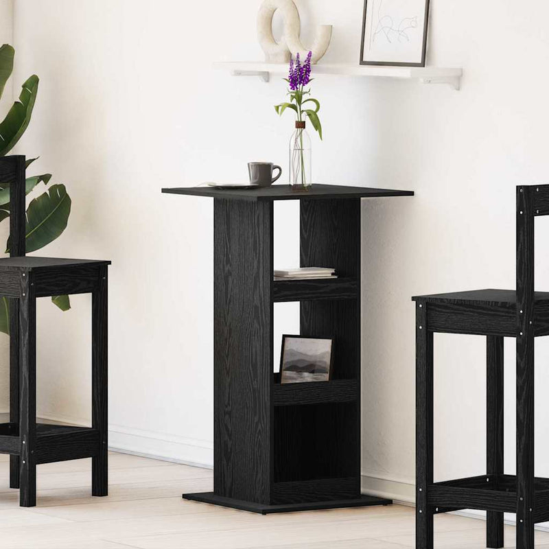 vidaXL Bárasztal polcokkal Fekete tölgy 60 x 60 x 100 cm Faanyag