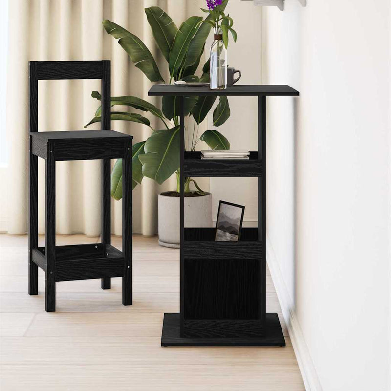 vidaXL Bárasztal polcokkal Fekete tölgy 60 x 60 x 100 cm Faanyag