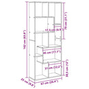 vidaXL Könyvespolc 8 szintes 67 x 25 x 162 cm Szerelt Fa Fekete tölgy