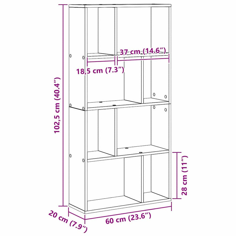 vidaXL Könyvespolc Musta tammi 60 x 20 x 120 cm Faanyag
