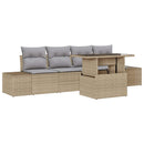 vidaXL Kanapé Szett 5 db Beige és Világosszürke polirattan
