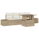 vidaXL Kanapé Szett 5 db Beige és krém polirattan