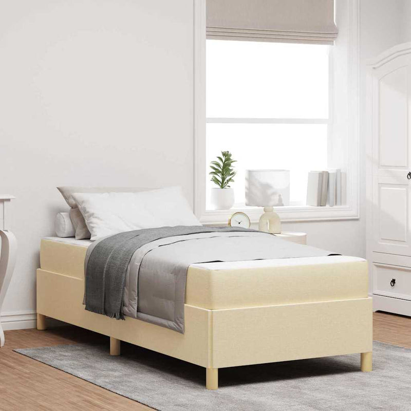 vidaXL Boxrugós ágy matracmal Fehér és krém 90 x 190 cm szövet