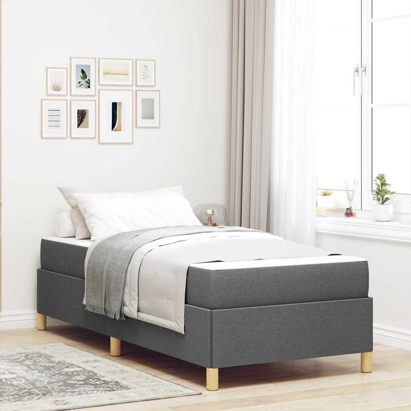 vidaXL Boxrugós ágy matracmal Sötétszürke 100 x 200 cm szövet