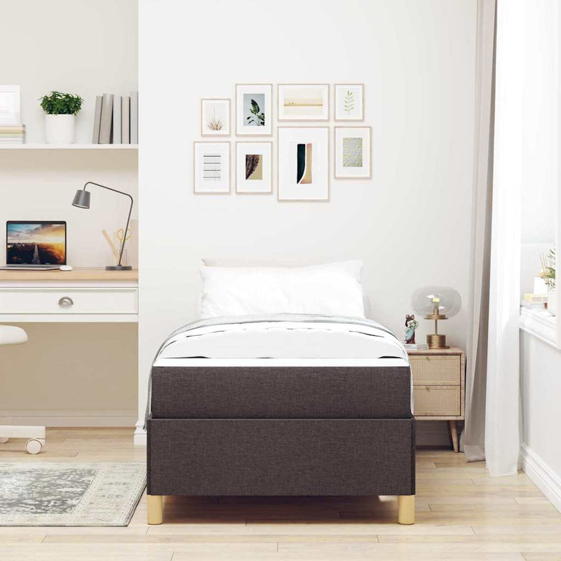 vidaXL Boxrugós ágy matracmal Sötétbarna és fehér 100 x 200 cm szövet