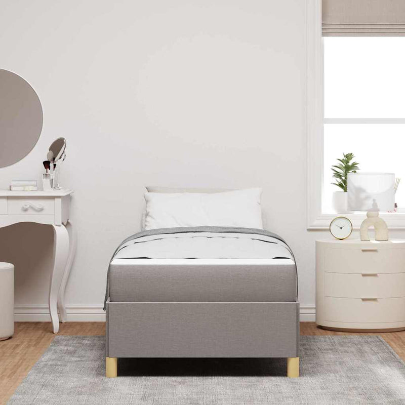vidaXL Boxrugós ágy Taupe és Bézs és Fehér 100 x 200 cm szövet