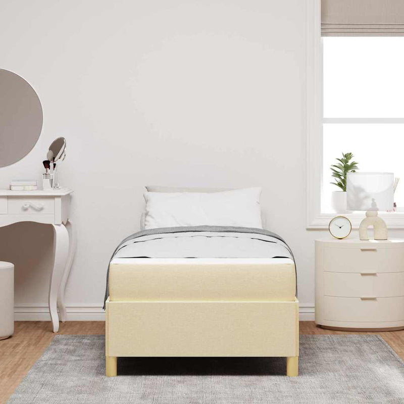vidaXL Boxrugós ágy matracmal Fehér és krém 100 x 200 cm szövet