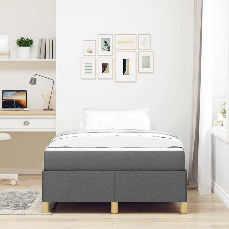 vidaXL Boxrugós ágy matracmal Sötétszürke 120 x 190 cm szövet
