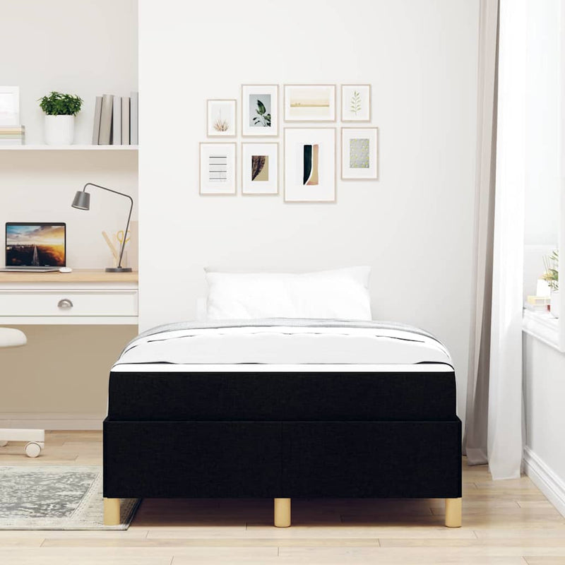 vidaXL Boxrugós ágy Fekete és fehér és fekete 120 x 190 cm szövet