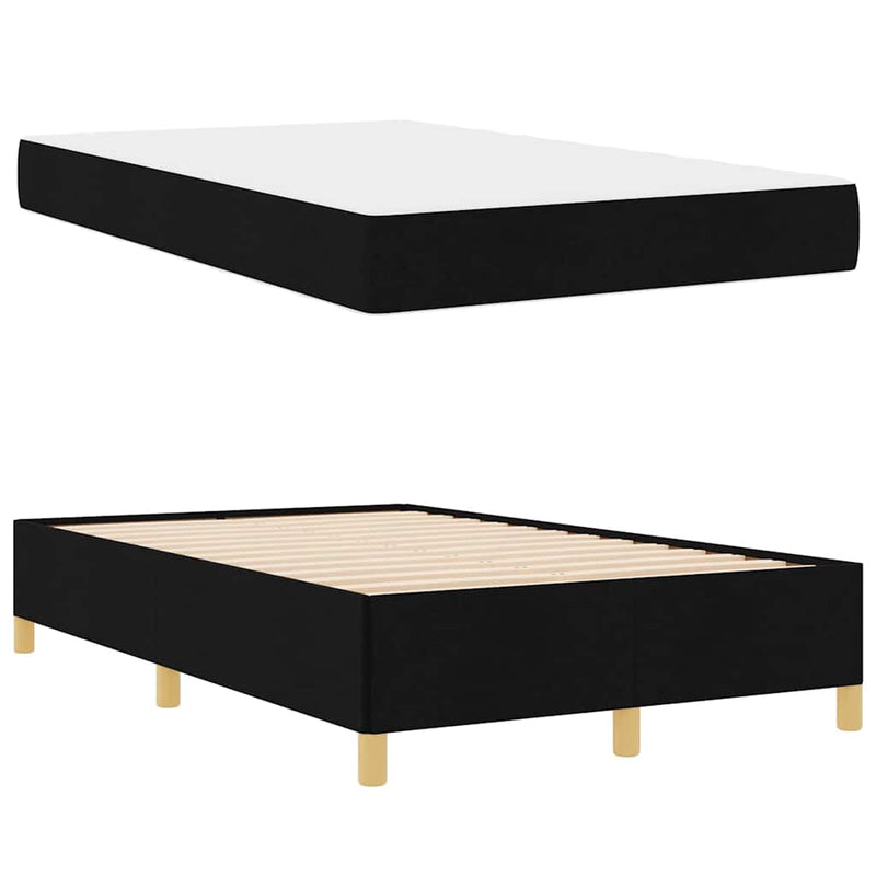 vidaXL Boxrugós ágy Fekete és fehér és fekete 120 x 190 cm szövet