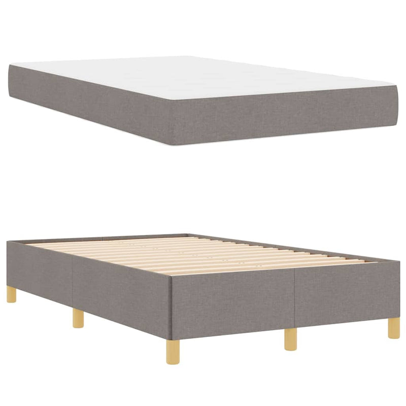 vidaXL Boxrugós ágy matracmal Taupe és fehér 120 x 190 cm szövet