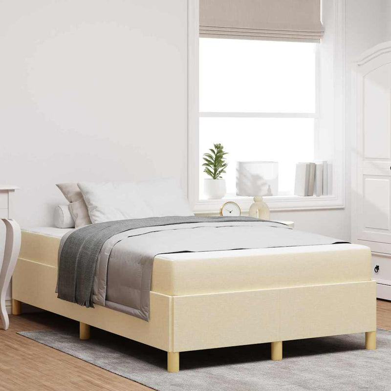 vidaXL Boxrugós ágy matracmal Krém és fehér 120 x 200 cm szövet